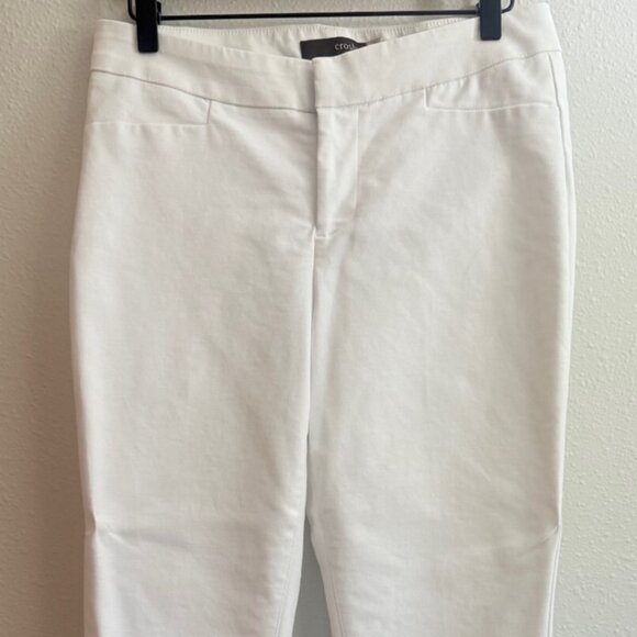 Crosby Women's Size 6 Madison Cropped Ankle White Flat Front Straight Leg Pants - Picture 1 of 15
